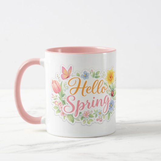 Joli mug floral "Bonjour Printemps" | Personnalisa (Gauche)