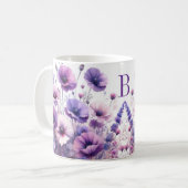 Joli Mug Monogramme Floral Hibiscus Violet (Devant gauche)