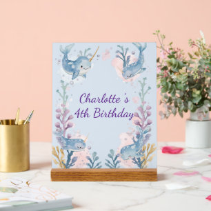 Joli narval aquarelle poisson baleine mer sans cou