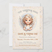 Joli Noël Angel 1er anniversaire Invitation (Devant)