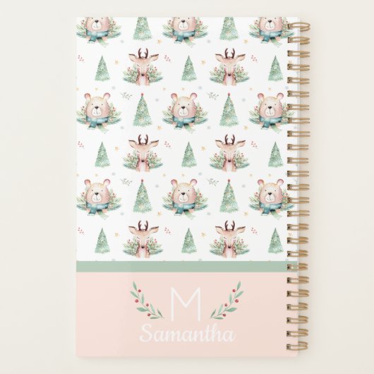 Joli Noël Arbres de Noël Ours & Cerfs Monogramme (Dos)