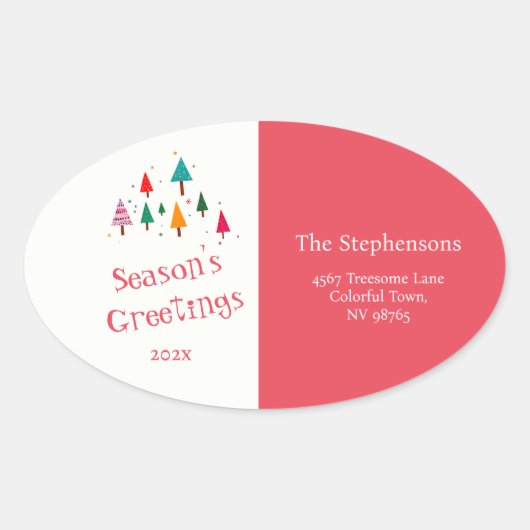Joli Noël Arbres Rétro Adresse de retour Étiquette (Devant)