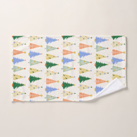 Joli Noël Arbres Rouge Vert Boho (Serviette à main)