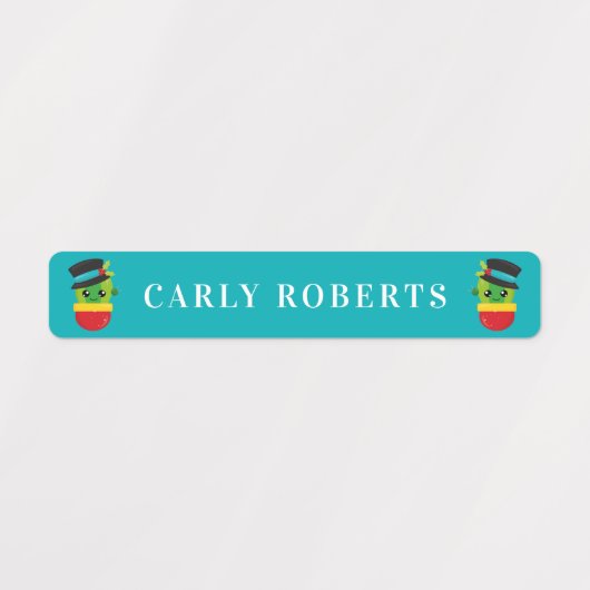 Joli Noël Cactus Enfants Nom Étiquettes imperméabl (Design 1)