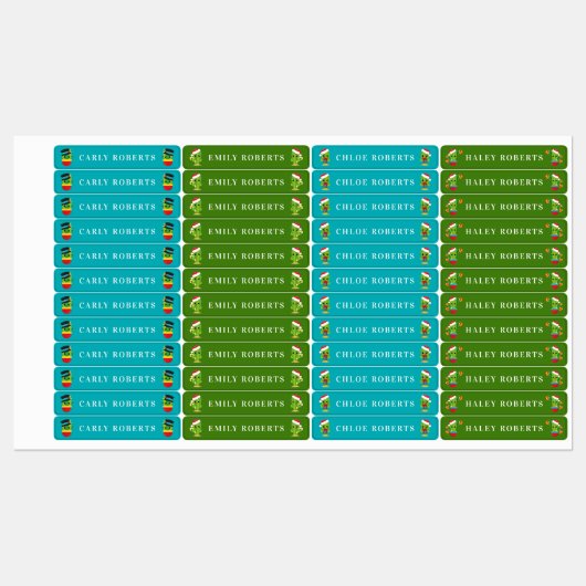Joli Noël Cactus Enfants Nom Étiquettes imperméabl (Feuille)