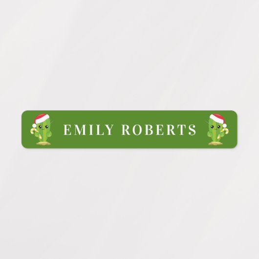 Joli Noël Cactus Enfants Nom Étiquettes imperméabl (Design 2)
