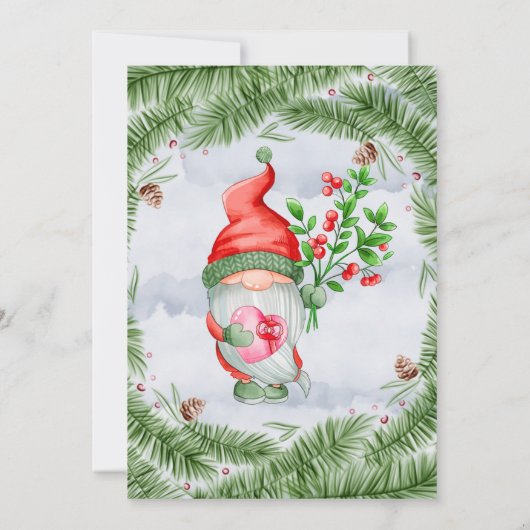 Joli Noël Gnome Anniversaire Invitations (Dos)