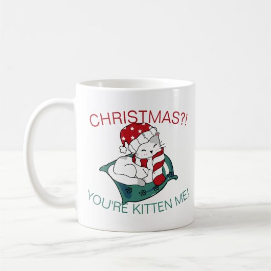 Joli Noël Kitten Illustration Café Mug (Gauche)