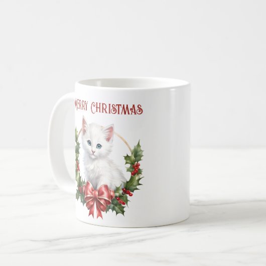 Joli Noël Kitty Chat Amant Nom Mug (Devant gauche)