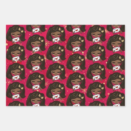Joli Noël Papier Enveloppant Fille Noire (Devant 3)