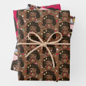 Joli Noël Papier Enveloppant Fille Noire (En situation)