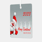 Joli Noël Père Noël neige métal Carré ornement (Avant gauche)