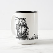 Joli noir et blanc Opossum Esquisse Mug (Devant gauche)