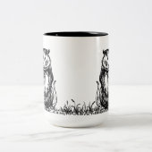 Joli noir et blanc Opossum Esquisse Mug (Centre)