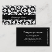 Joli noir fleurs blanches Carte de visite (Devant / Derrière)