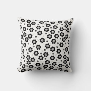 Joli noir fleurs blanches Coussin