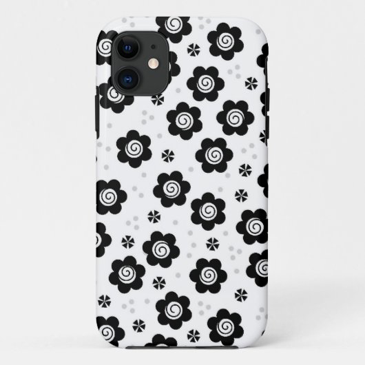 Joli noir fleurs blanches iPhone 5 Coque (Dos)