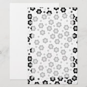 Joli noir fleurs blanches Papeterie (Devant / Derrière)