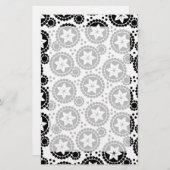 Joli noir fleurs blanches Papeterie (Devant / Derrière)