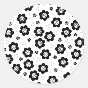 Joli noir fleurs blanches Sticker