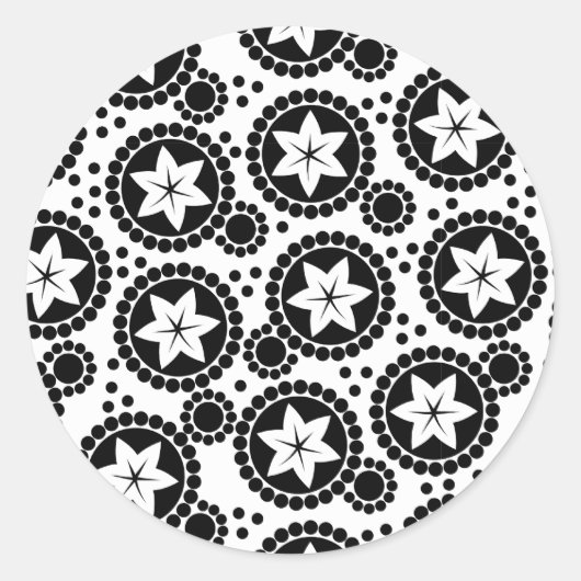 Joli noir fleurs blanches Sticker (Devant)