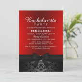 Joli Noir & Rouge Bow Bachelorette Invitation (Debout devant)