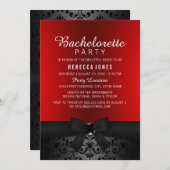 Joli Noir & Rouge Bow Bachelorette Invitation (Devant / Derrière)