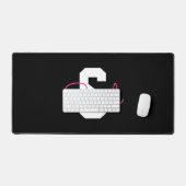 Joli nom et monogramme | Noir Blanc & Rose (Clavier et souris)