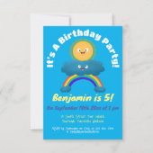 Joli nuage de soleil arc-en-ciel invitation (Devant)