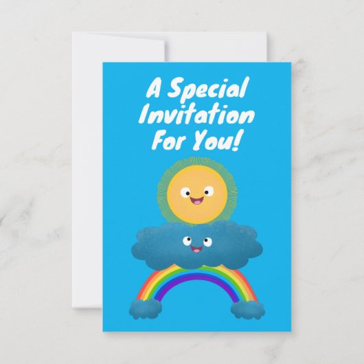 Joli nuage de soleil arc-en-ciel invitation (Dos)