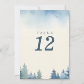 Joli numéro de table bleu des pins d'hiver (Devant)