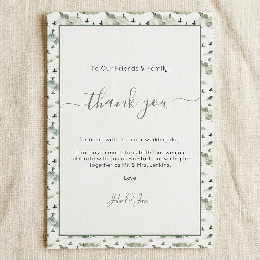 Joli oiseaux et Mariage de colline merci Table Car