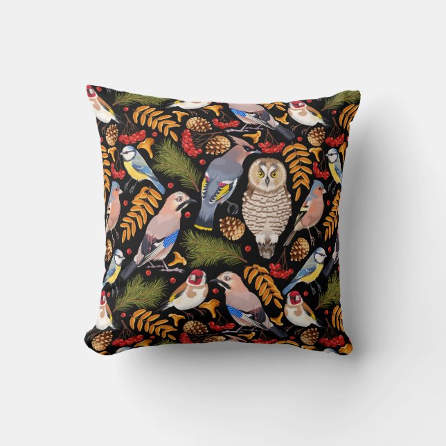 Joli Oiseaux Motif Jeu Oreiller (Recto)