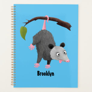 Joli opossum accroché à la branche dessin animé