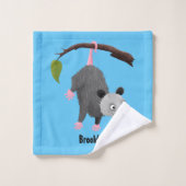 Joli opossum accroché à la branche dessin animé (Gant de toilette)