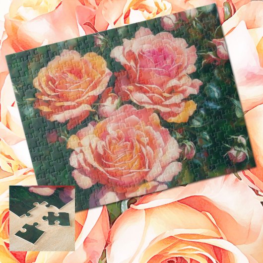 Joli Orange Peach Rose Garden Puzzle