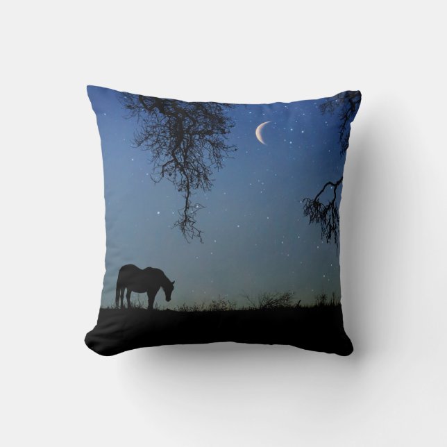 Joli oreiller à lancer de cheval et de lune (Recto)