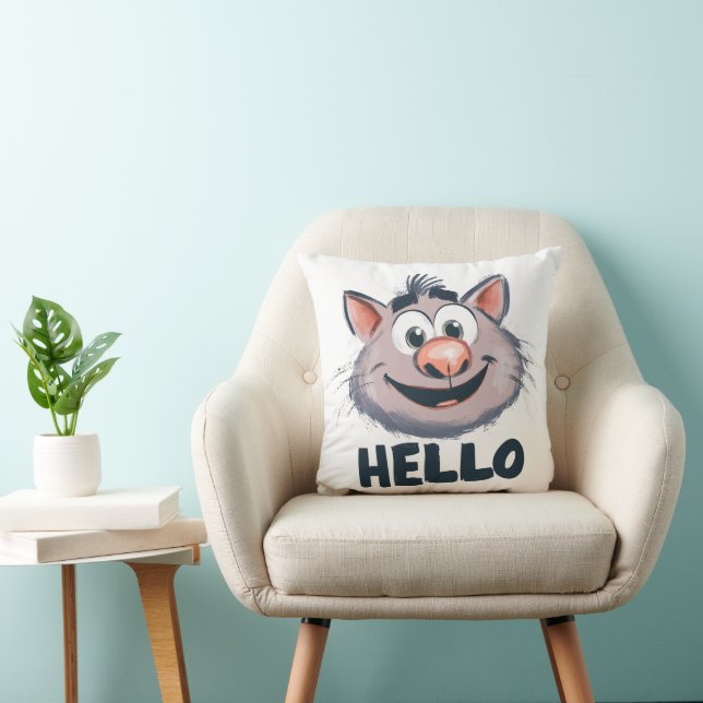 Joli Oreiller de Monstre Cartoon "Hello" (Chaise)