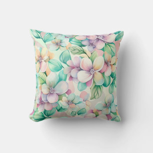 Joli Oreiller Floral Pastel Aquarelle