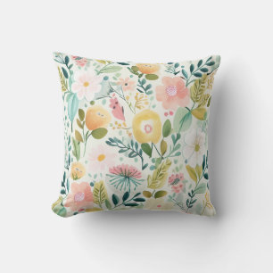 Joli Oreiller Floral Pastel Aquarelle