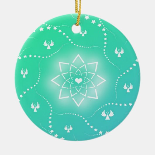 Joli ornement de Noël vert avec de petits anges (Devant)