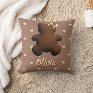 Joli ours en chocolat lancer oreiller pour fille