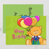 joli ours en peluche joyeux carte d'anniversaire (Devant / Derrière)