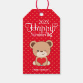 Joli Ours Joyeuse Saint-Valentin Étiquette Cadeau (Devant)