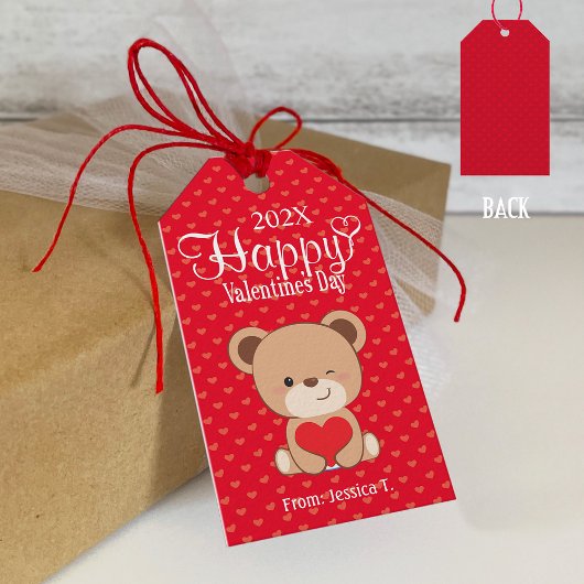 Joli Ours Joyeuse Saint-Valentin Étiquette Cadeau