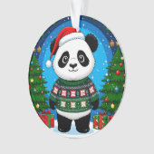 Joli panda en pull de Noël portant un chapeau de P (devant)