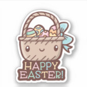 Joli Panier de Pâques Sticker en vinyle coupé sur  (Devant)