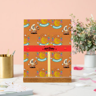 Joli panneau de table croissant animé Ramadan