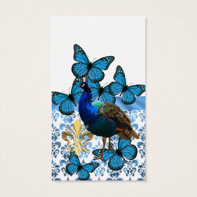 Joli paon et papillons bleus (Dos)