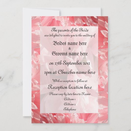 Joli Pape Rose Personnalisé Mariage Invitations (Devant)
